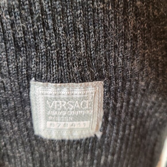 Versace Jean Couture Logo Quarter Zip Ribbed Sweater -  Size XL - Picture 11 of 14